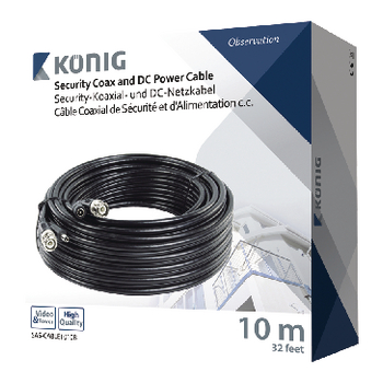 SAS-CABLE1010B Cctv kabel bnc / dc 10.0 m Verpakking foto